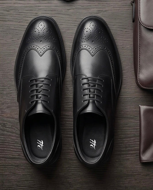 2H #JSL110-2 Black Formal Shoes