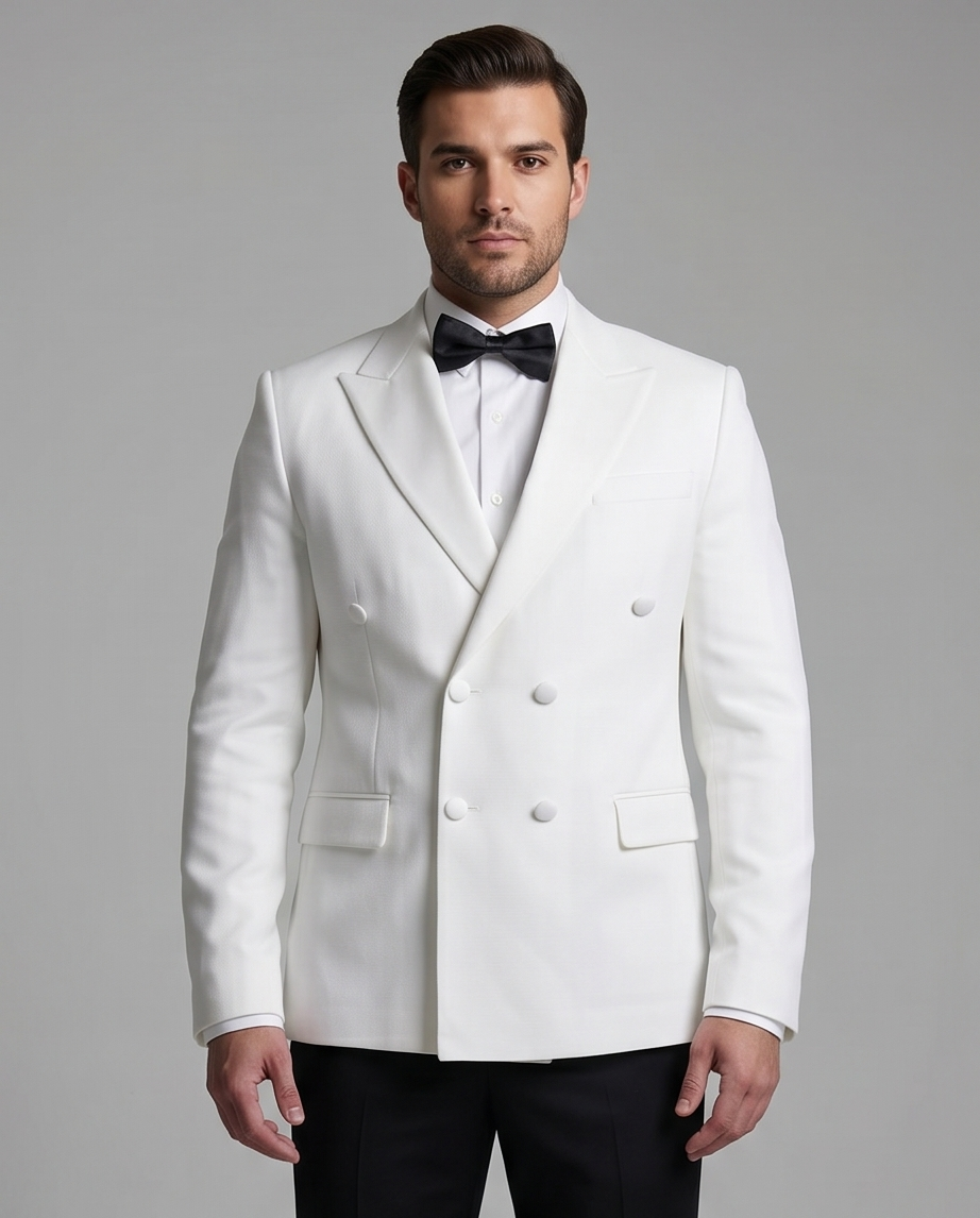 2H #260425 White Double breasted Suit