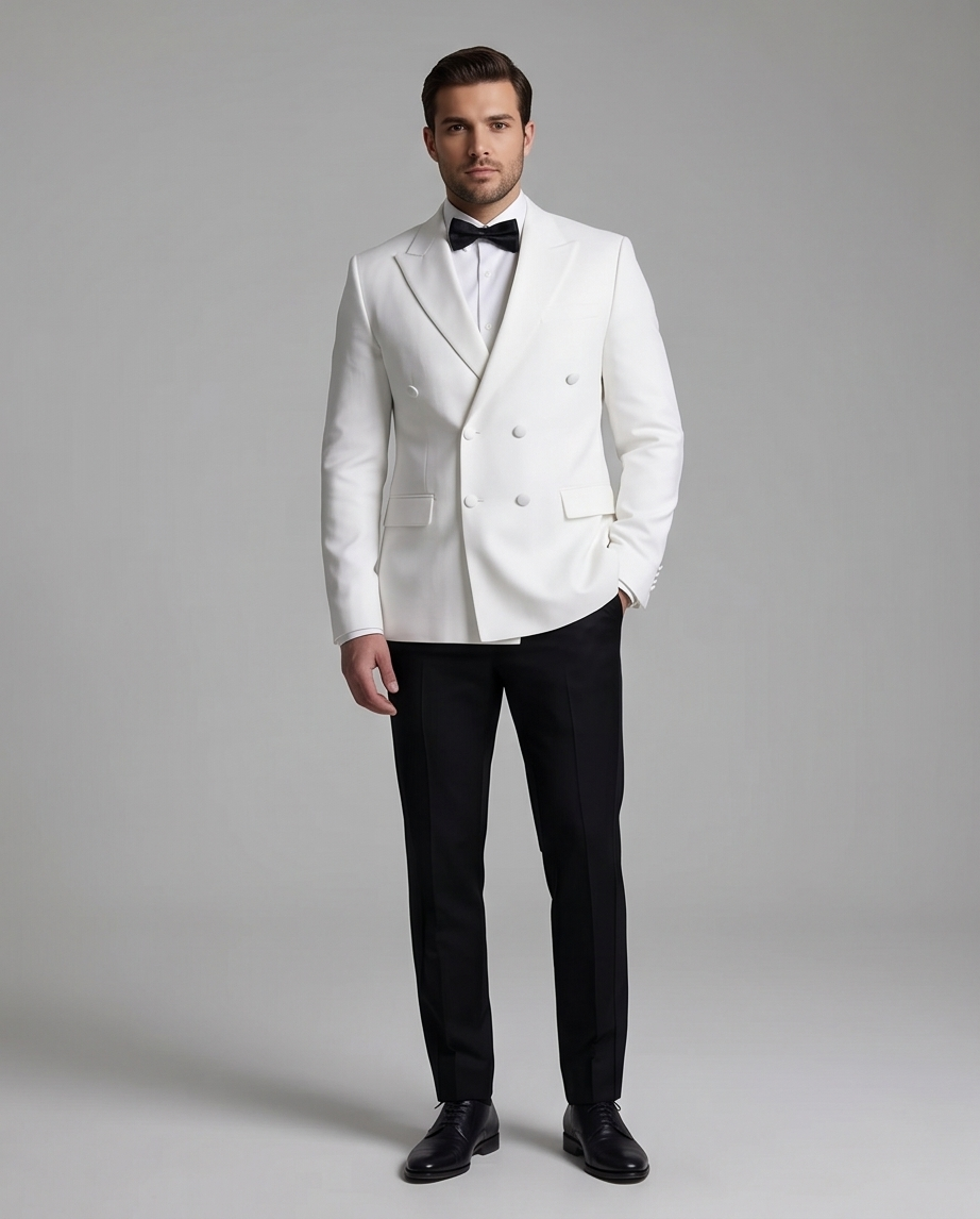 2H #260425 White Double breasted Suit