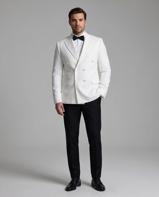 2H #260425 White Double breasted Suit