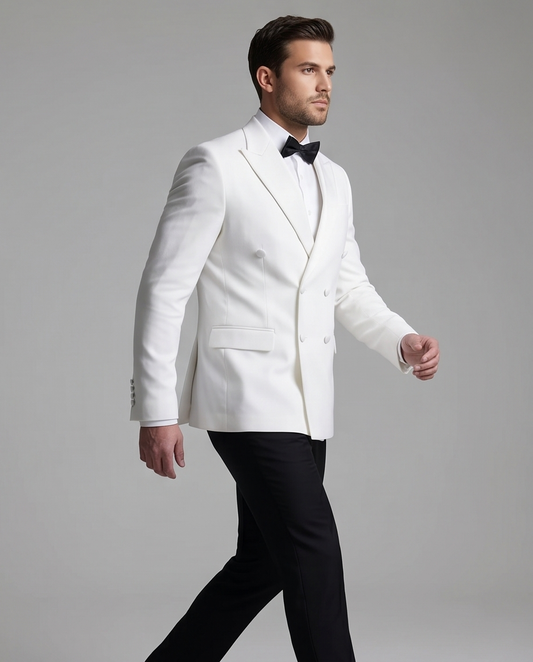 2H #260425 White Double breasted Suit