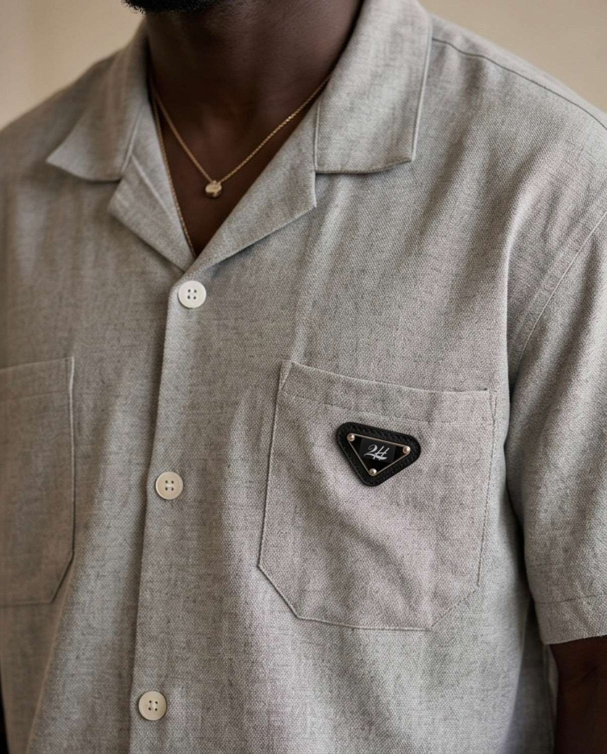 2H Gray Short Linen Set