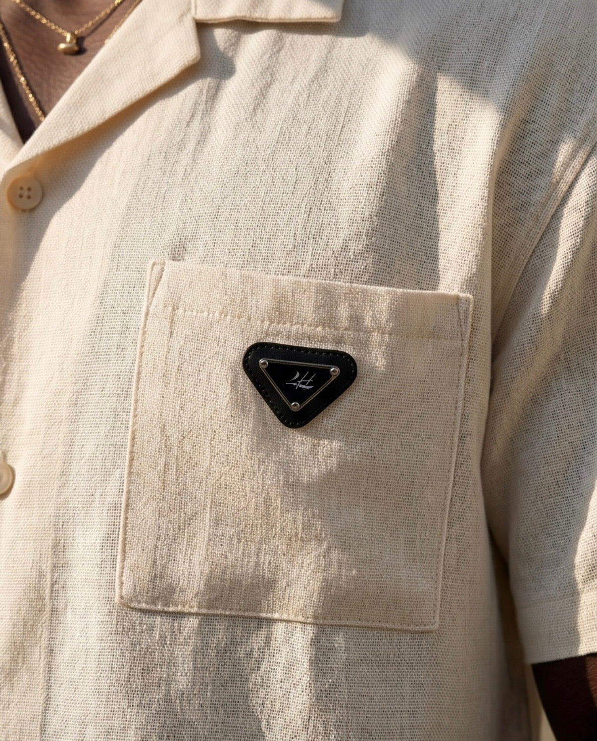 2H Beige Short Linen Set
