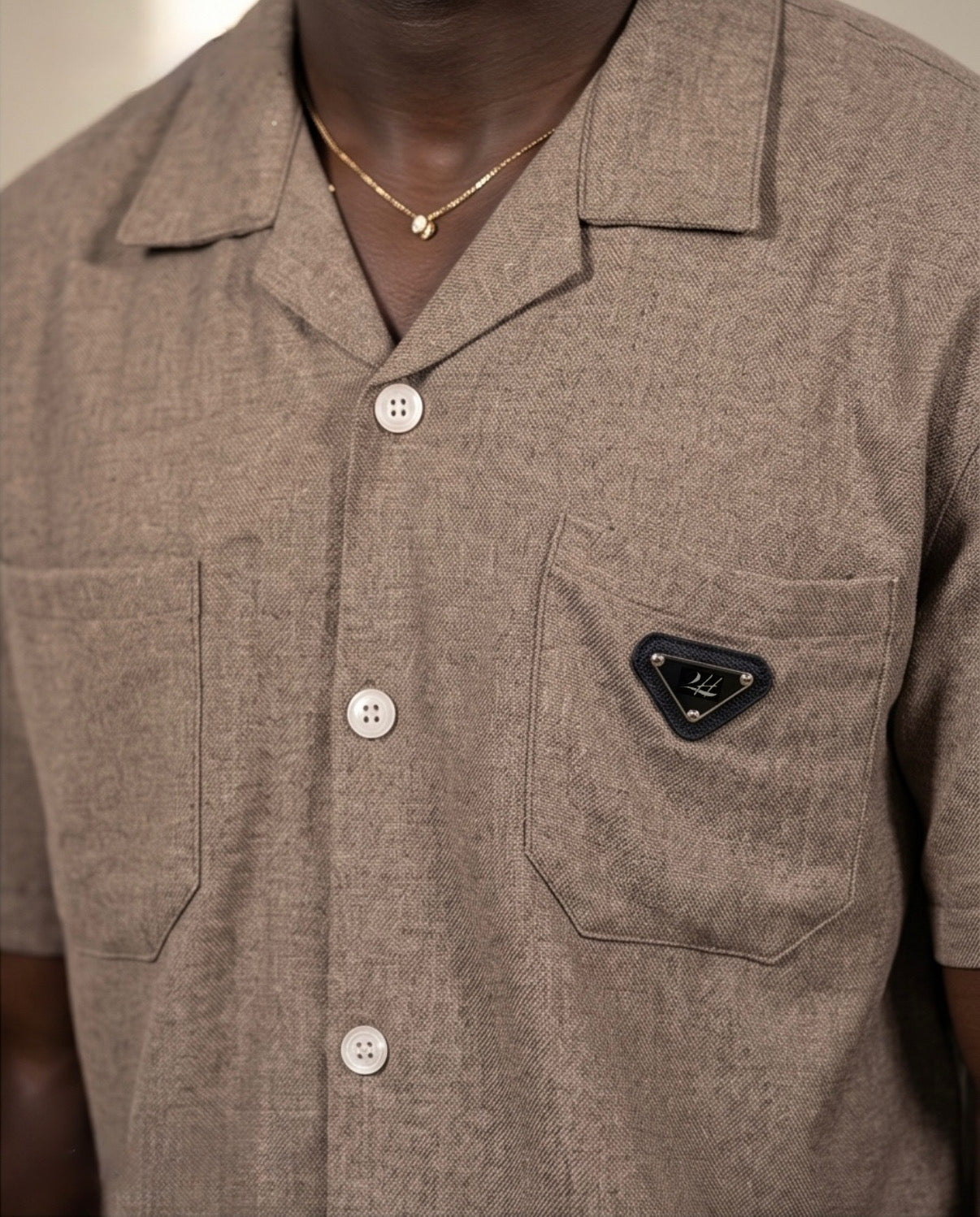 2H Brown Short Linen Set