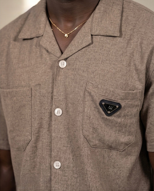 2H Brown Short Linen Set