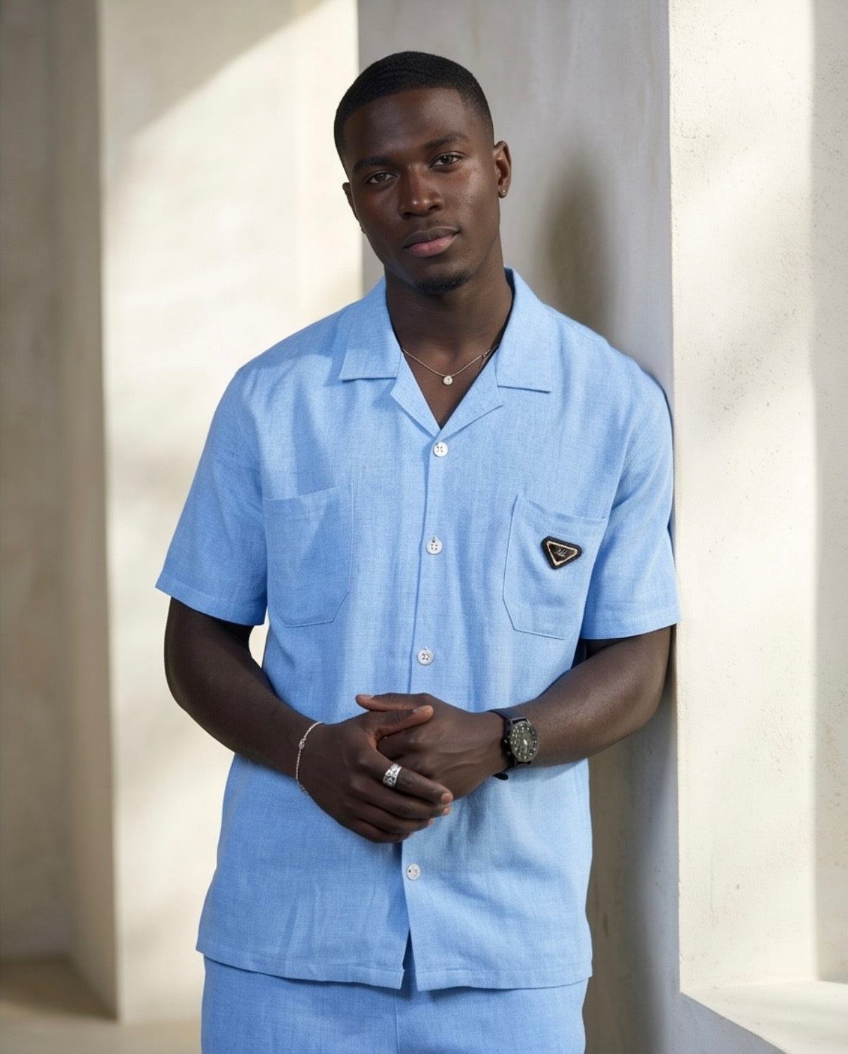 2H Blue Short Linen Set