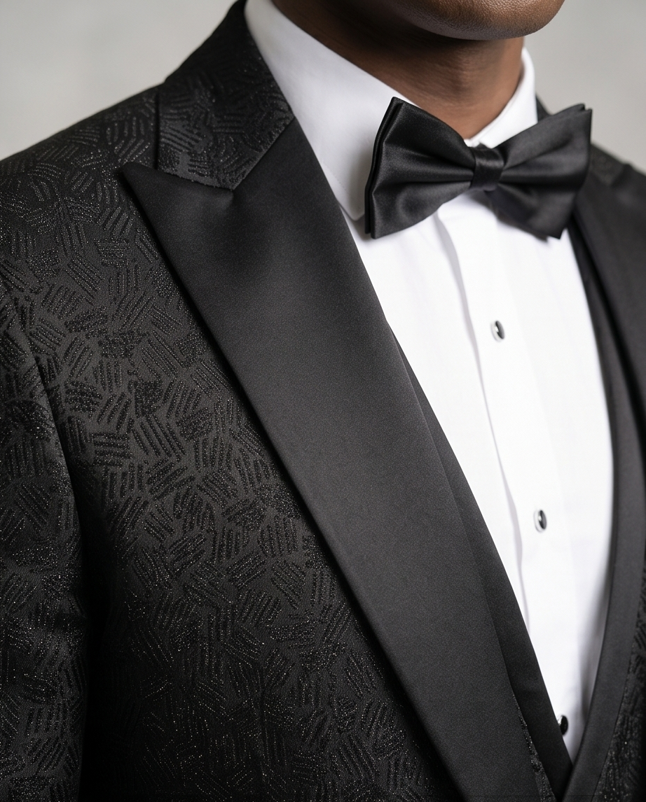 2H Black Neck Wedding Suit