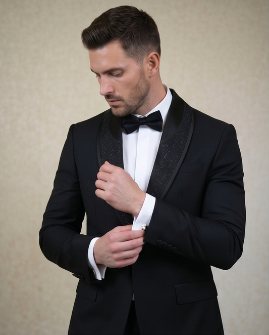 2H Black Wedding Suit 2 Pieces