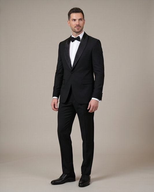 2H Black Wedding Suit 2 Pieces