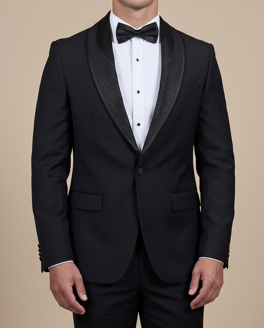2H Black Wedding Suit 2 Pieces