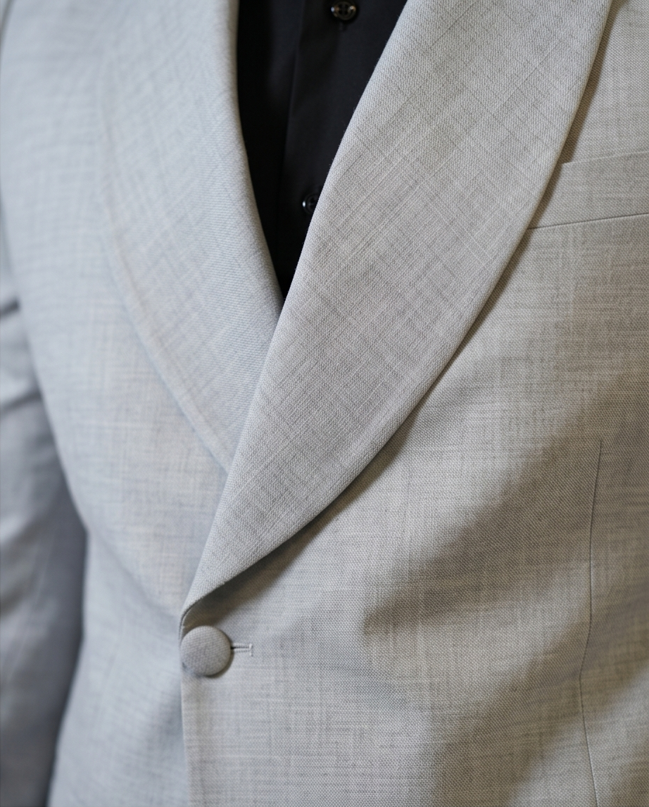 2H #99-04 Gray One Button Collar Shawl Suit