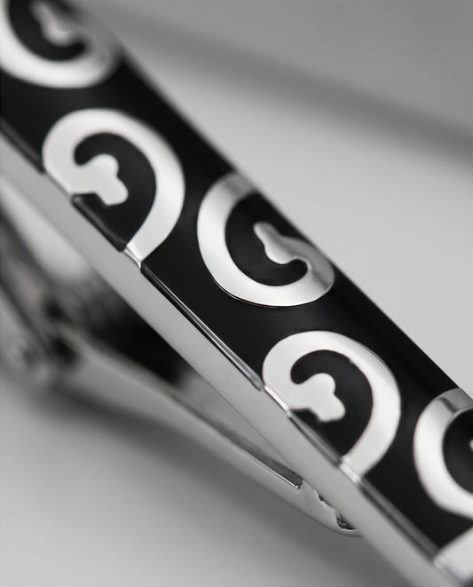 2H Silver/Black Necktie Pins