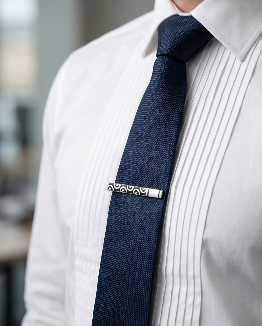 2H Silver/Black Necktie Pins