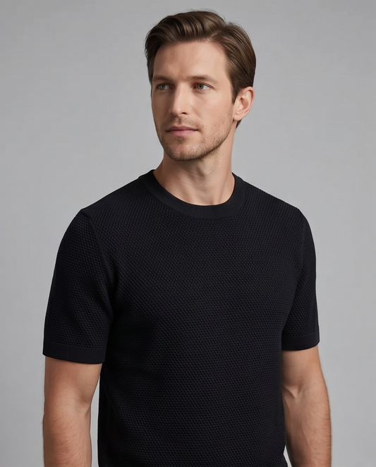 2H #454 Black Knitted T-Shirt
