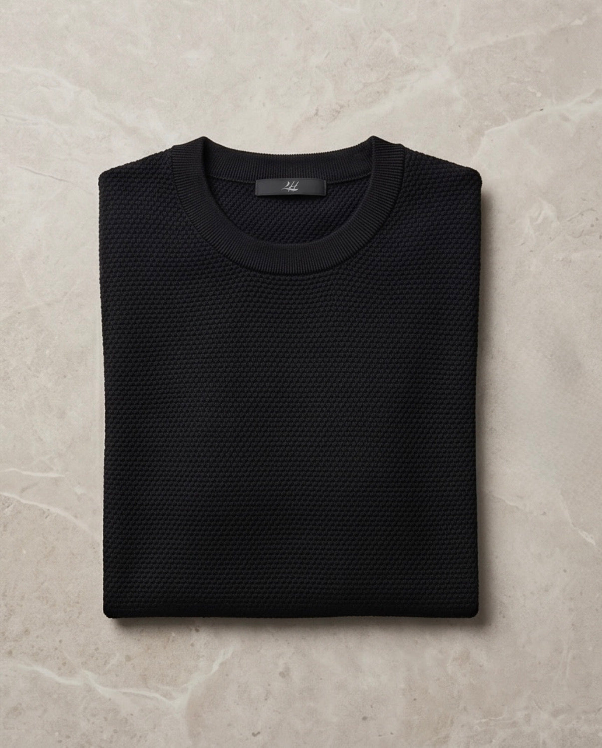 2H #454 Black Knitted T-Shirt