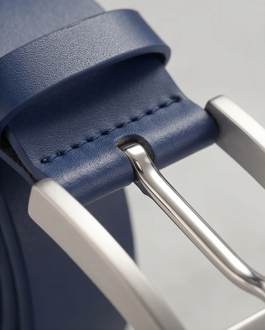 2H Navy Genuine Leather Casual Belt