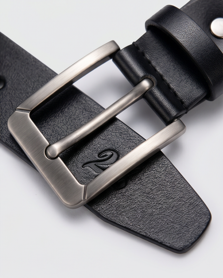 2H #9216 Black Leather Casual Belt