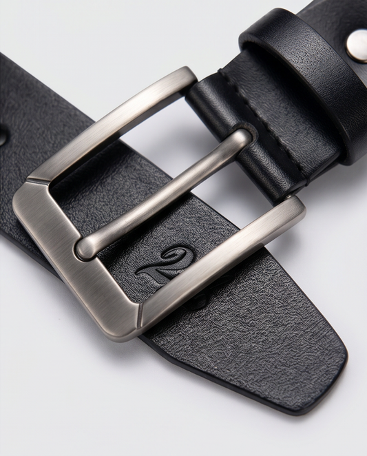 2H #9216 Black Leather Casual Belt