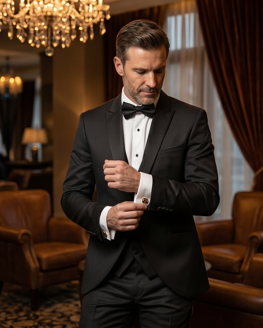 2H Black Wedding Suit 2 Pieces