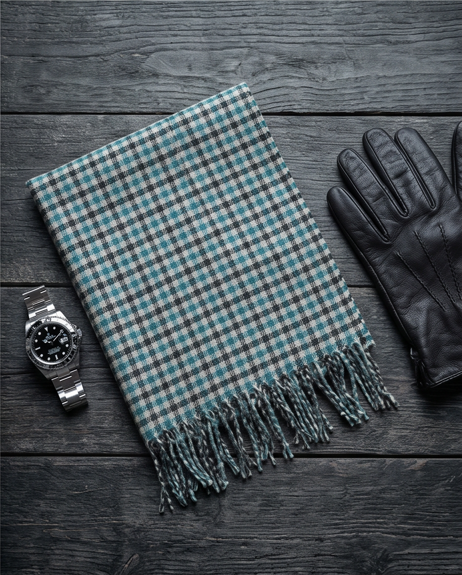 2H Green Squares Scarf