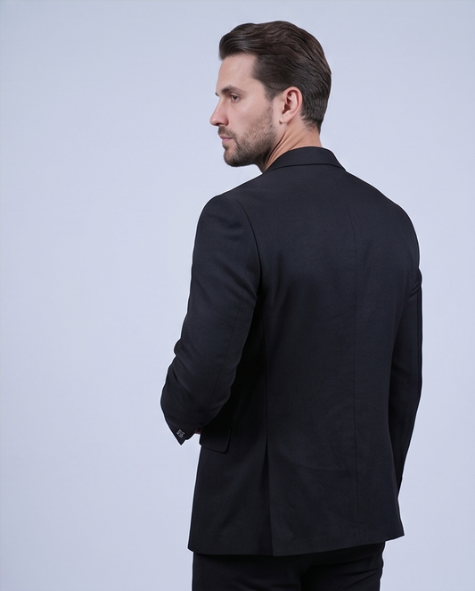 2H Black Casual Embossed Suit