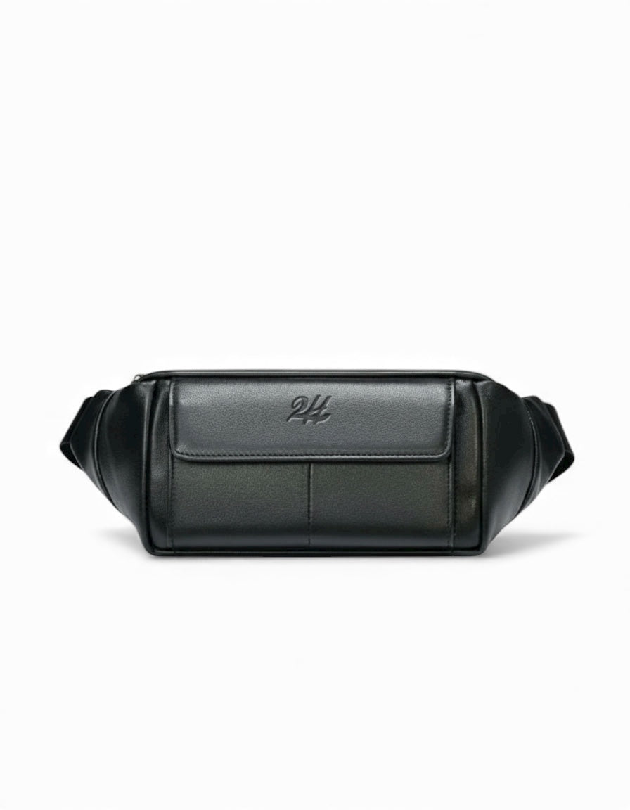 2H Black Genuine Leather Banana bag