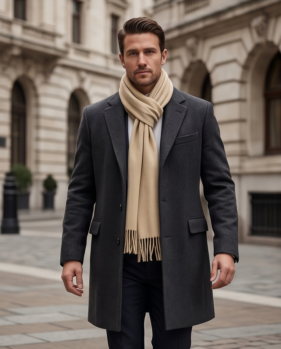 2H Plain Beige Scarf
