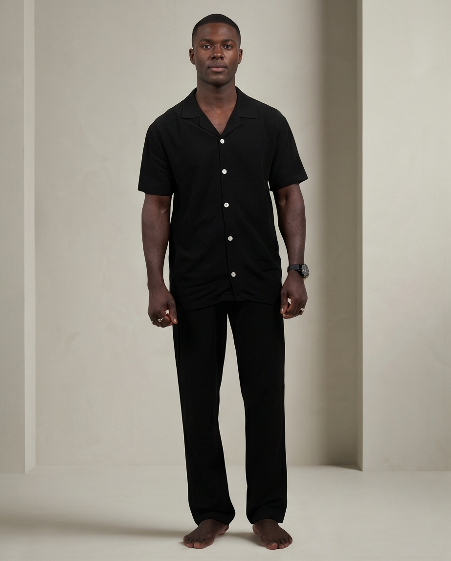 2H #040325 Black Linen set
