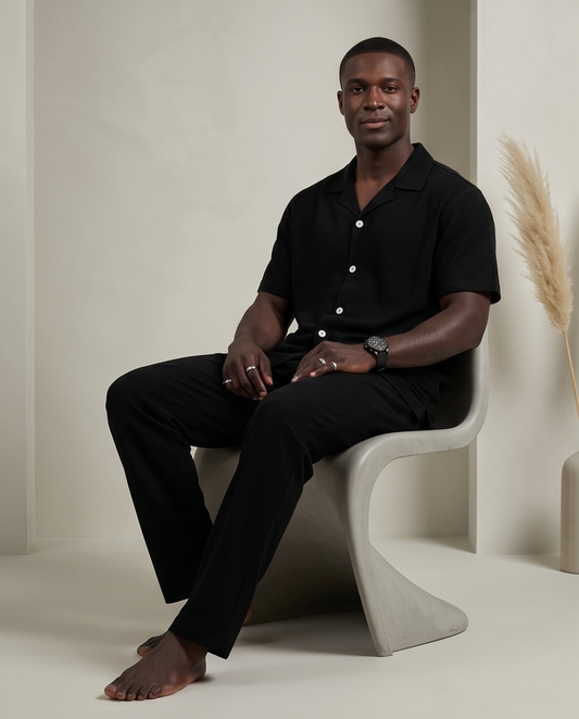 2H #040325 Black Linen set