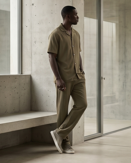 2H #040325 Olive Green Linen set