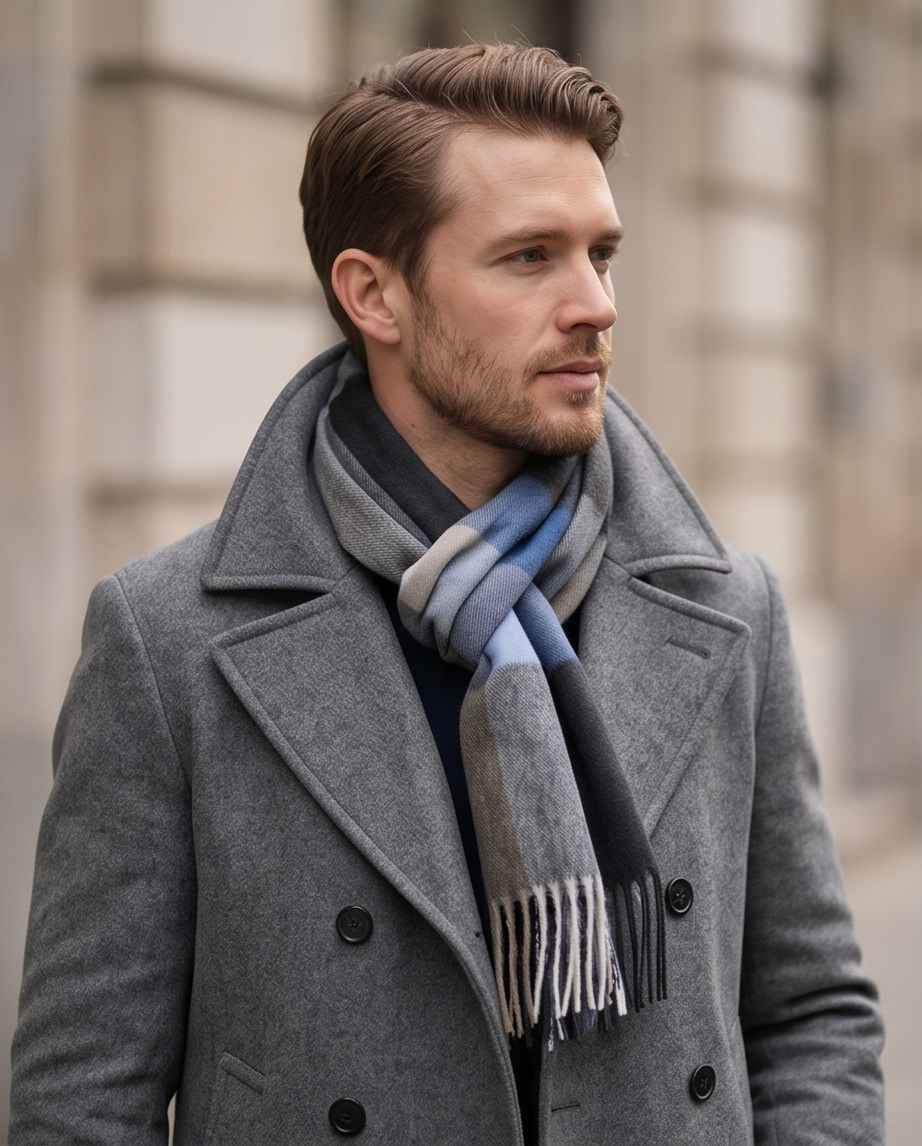 2H Gray & Blue Scarf