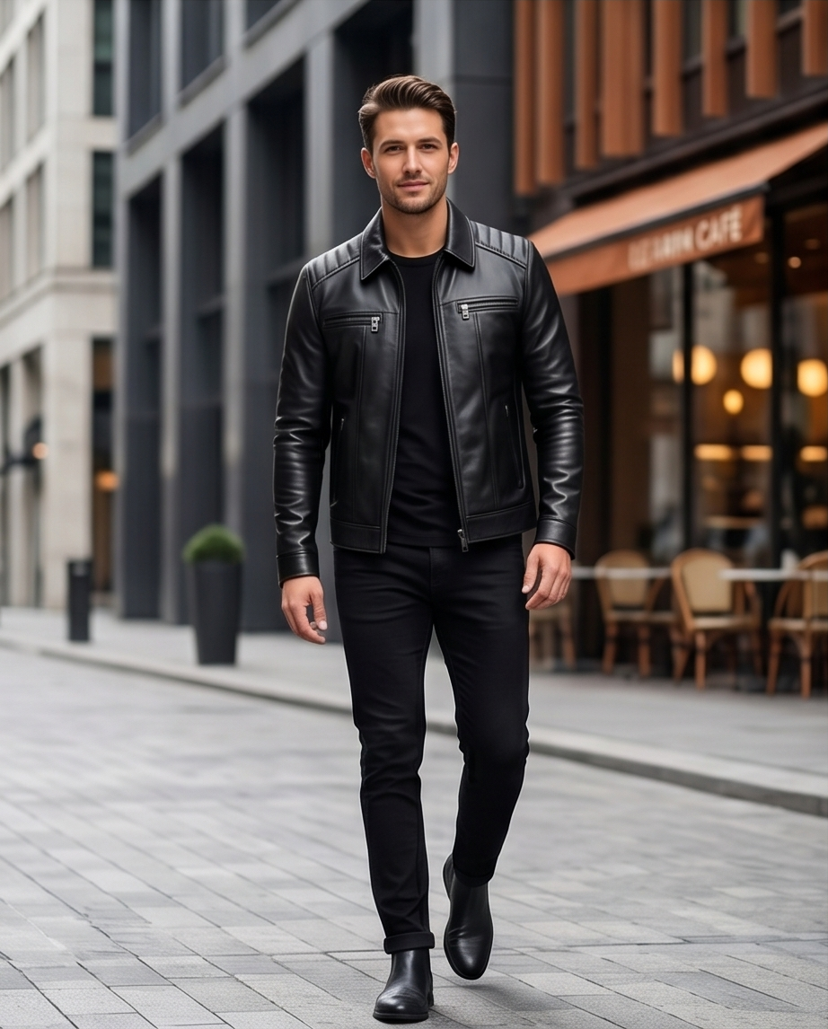 2H #8906 Black Leather Jacket