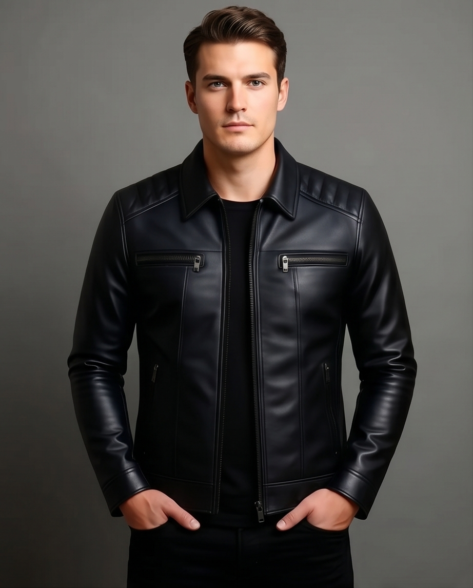 2H #8906 Black Leather Jacket