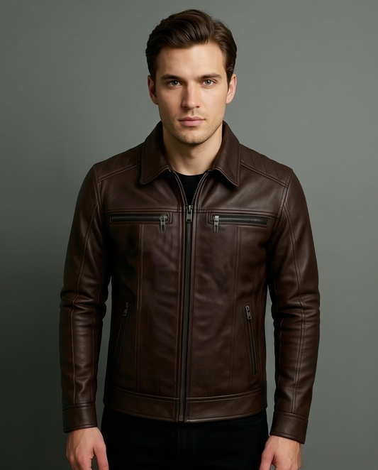 2H #8906 Brown Leather Jacket