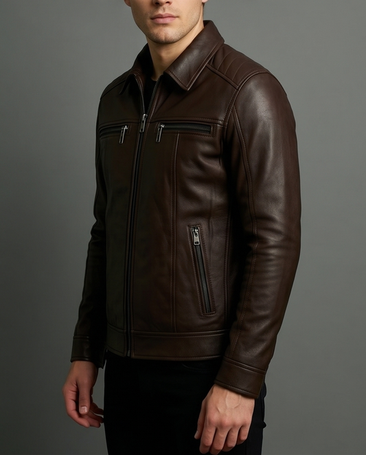 2H #8906 Brown Leather Jacket