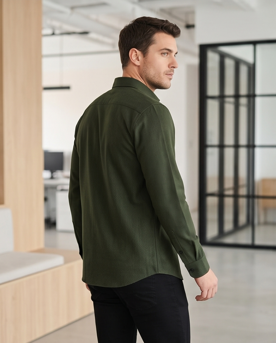 2H #121025 Army Cotton Fleece Casual Shirt