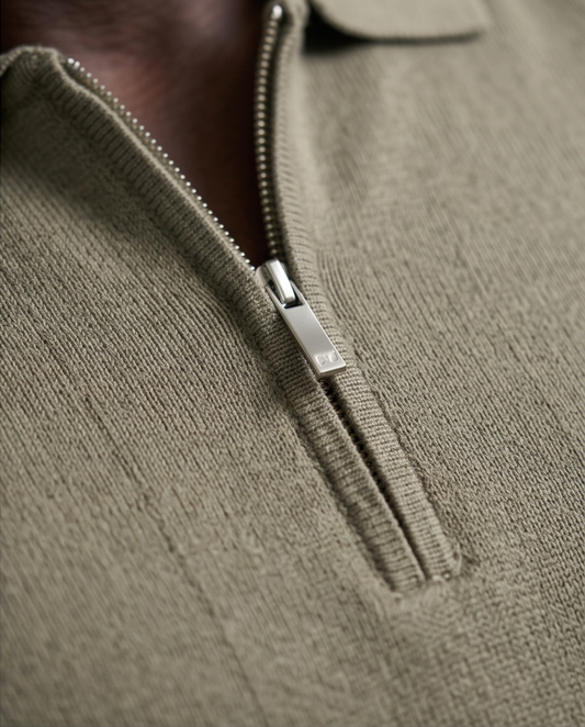 2H #453 Khaki Knitted Polo T-Shirt