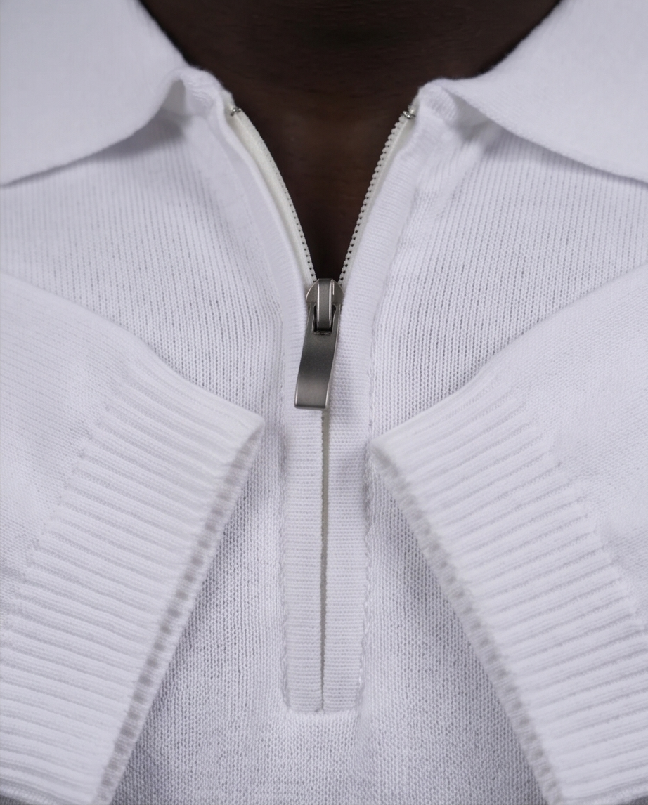 2H #453 White Knitted Polo T-Shirt