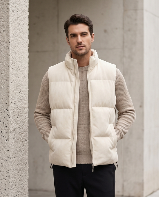 2H Off White Puffer Chamois Gilet