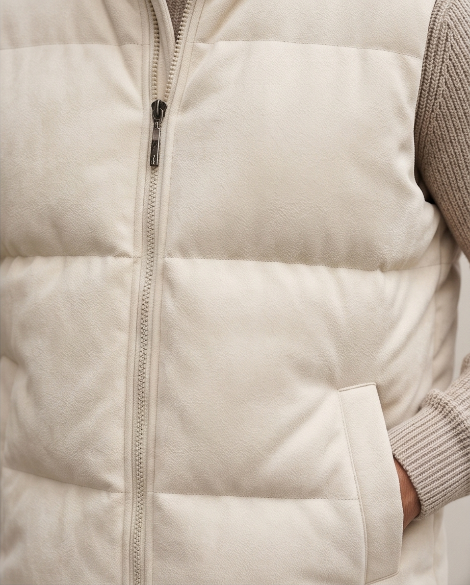 2H Off White Puffer Chamois Gilet
