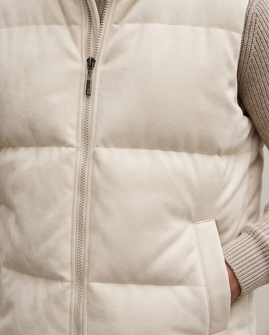 2H Off White Puffer Chamois Gilet