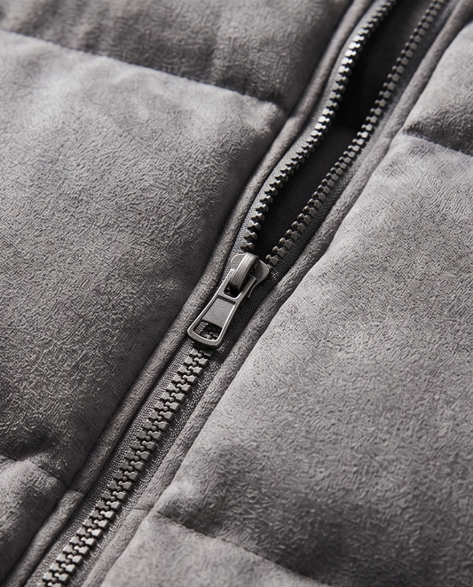 2H Gray Puffer Chamois Gilet