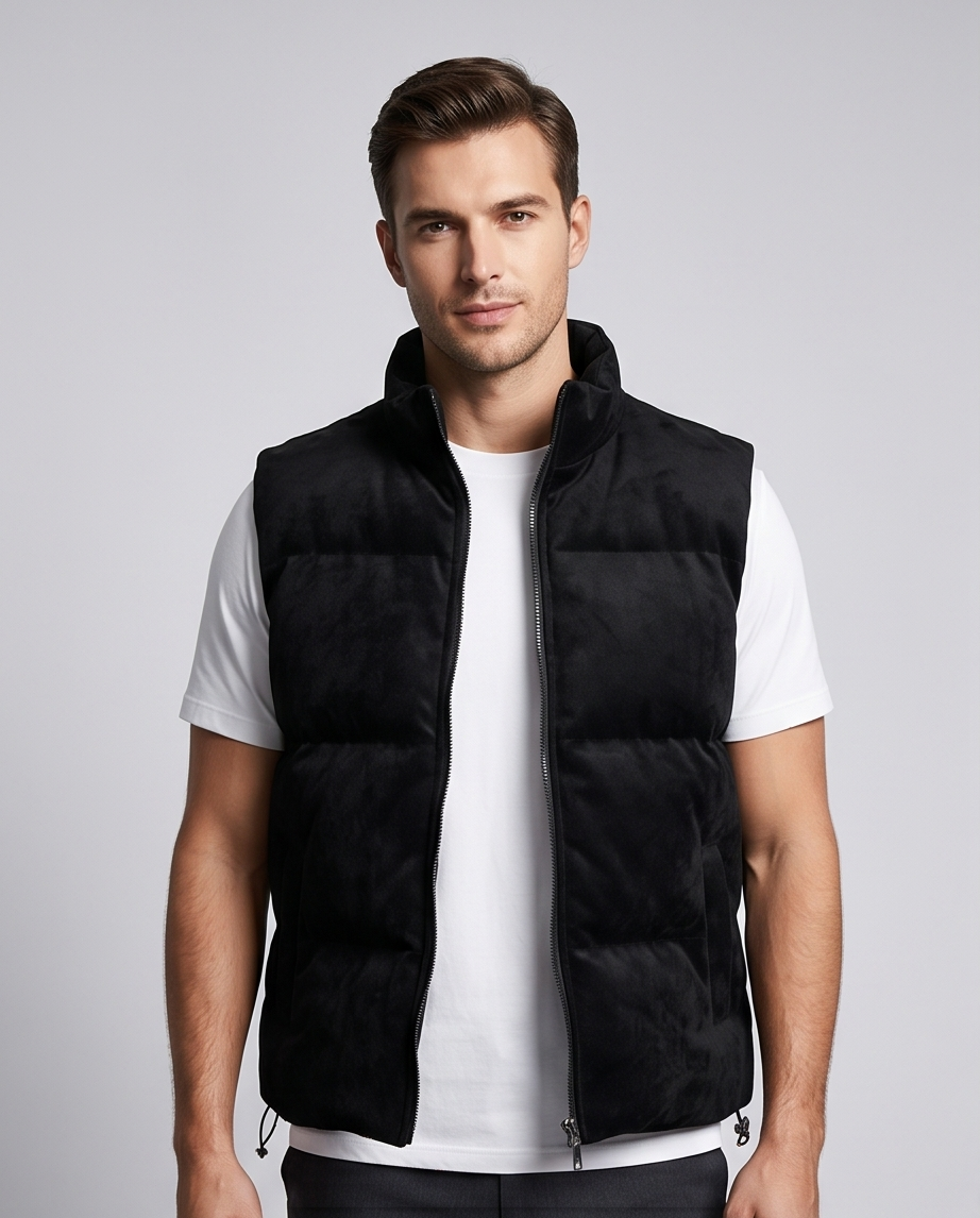 2H Black Puffer Chamois Gilet