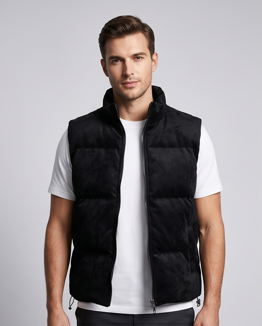 2H Black Puffer Chamois Gilet