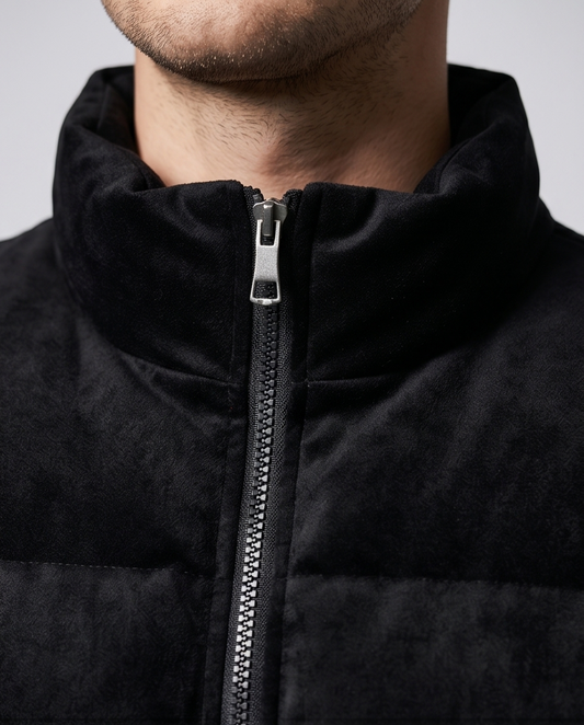 2H Black Puffer Chamois Gilet