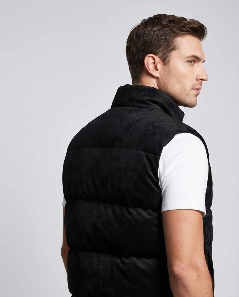 2H Black Puffer Chamois Gilet