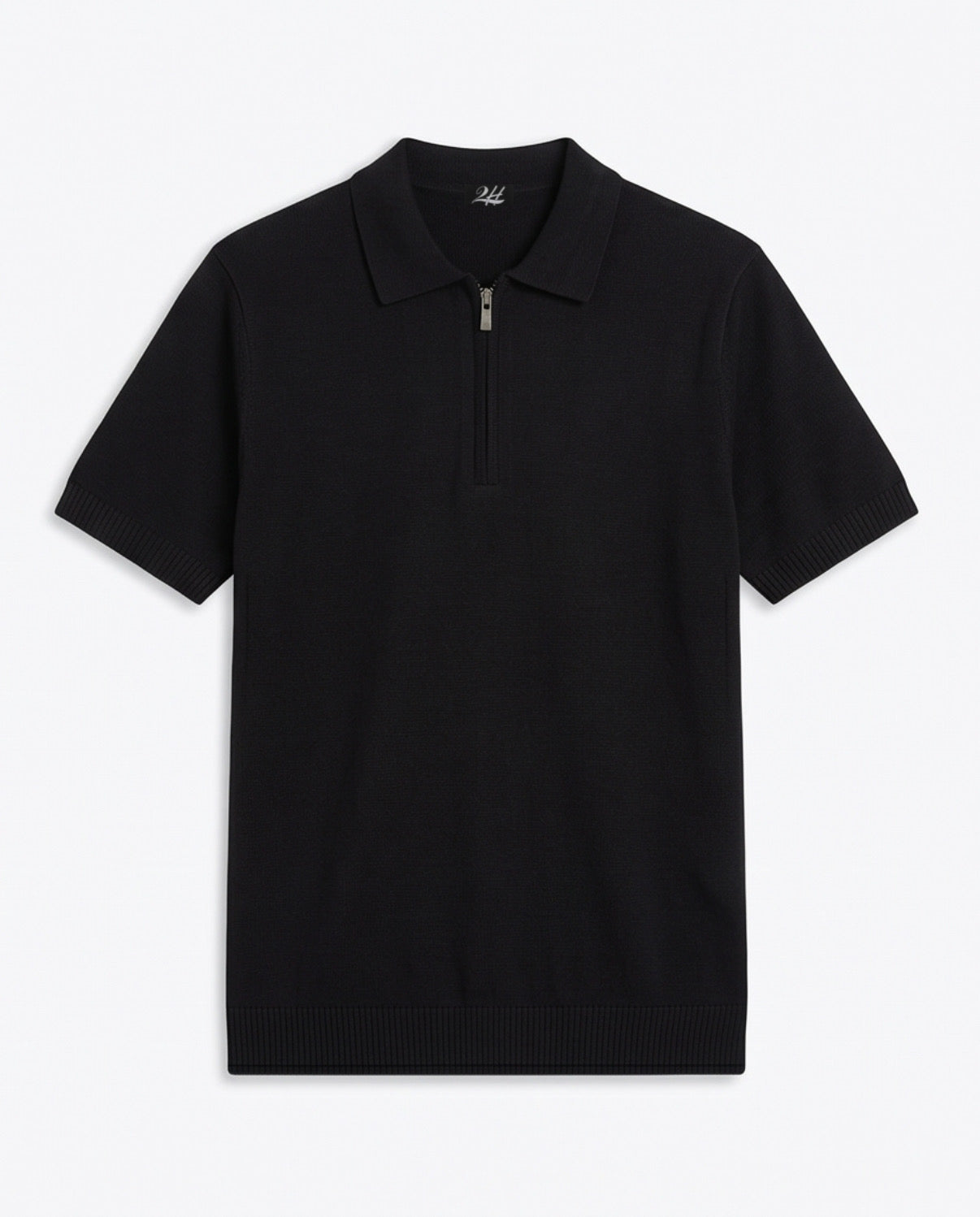 2H #453 Black Knitted Polo T-Shirt