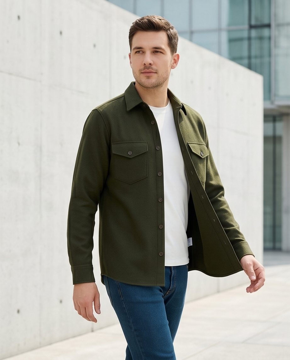 2H #111025 Army Fleece Casual Shirt