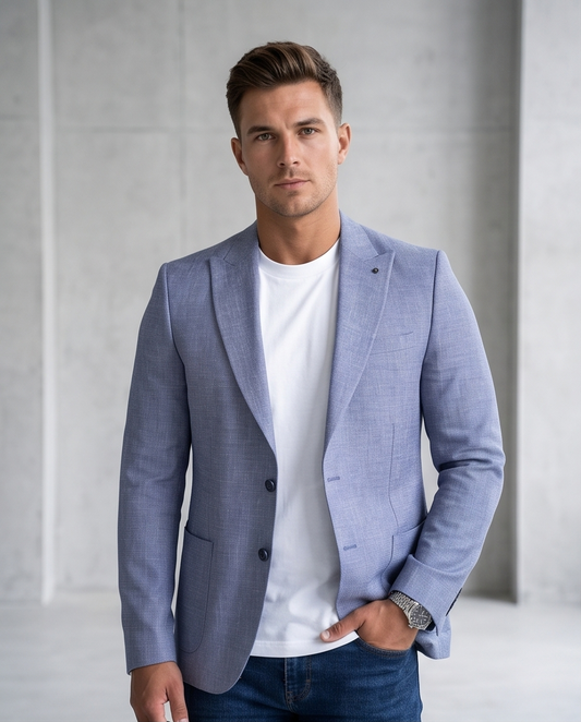 2H Blue Linen Blazer
