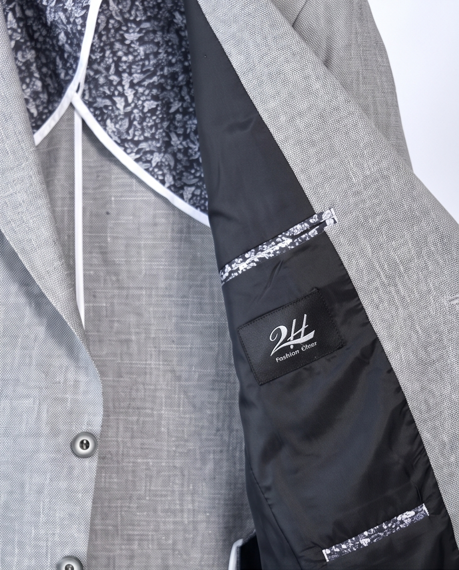 2H Light Gray Linen Blazer